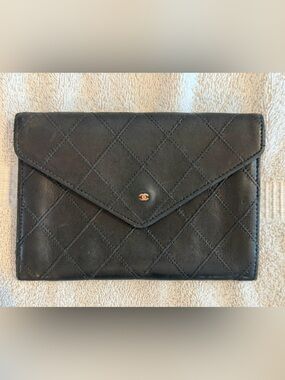Chanel Vintage Black Wild Stitch Quilted Small Wallet